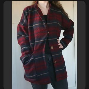Women's 1990's Y2K Oversized Bulky Slouchy Plaid Jacket Size L 10% Wool